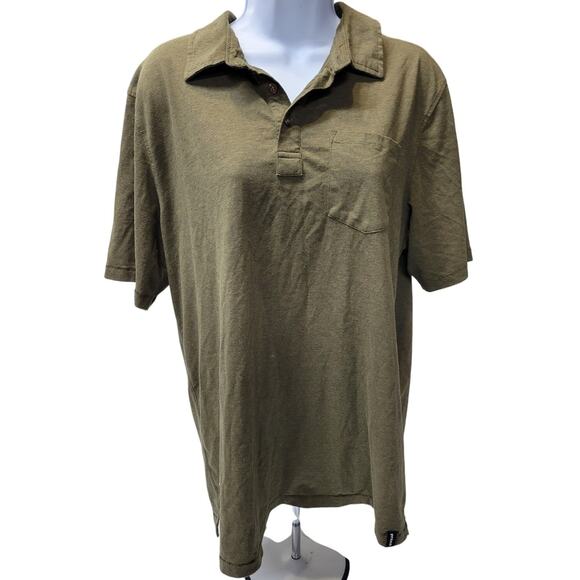 Prana Other - Prana Mens SZ L Green Stretch Button Short Sleeve Athletic T-Shirt Collar Golf